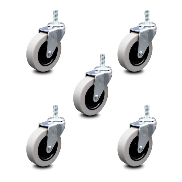 3 Inch Thermoplastic Rubber Wheel 3/8 Inch Threaded Stem Caster SCC, 5PK